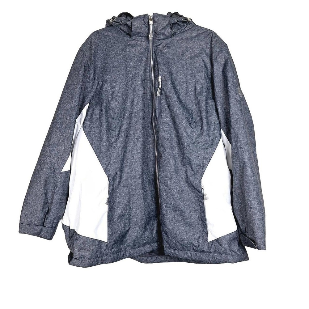 Zeroxposur Womens Gray White Softshell Fleece Lined Jacket Removable Hood 3X